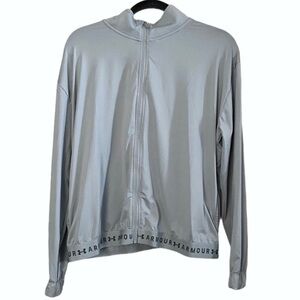 Under Armour Heatgear Zip-Up Light Gray Lightweight Jacket Size Large